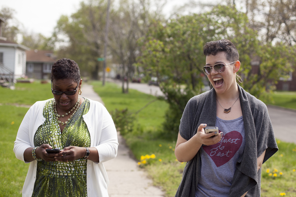 Mayor Freeman-Wilson with survey leader Jocelyn Hare